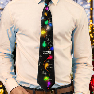 Stars  and lighting garlands New Year 2026 Tie