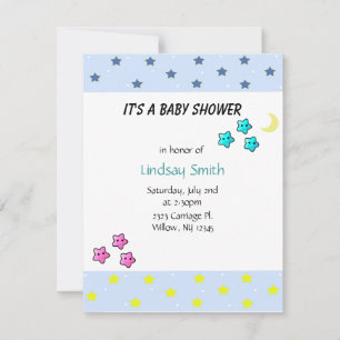 Stars and Moon Baby Shower Invitation