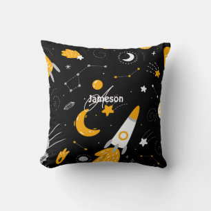 Stars and Moon Outer Space Rocket  Cushion