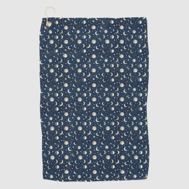 Stars and Moon Pattern Golf Towel (Front)