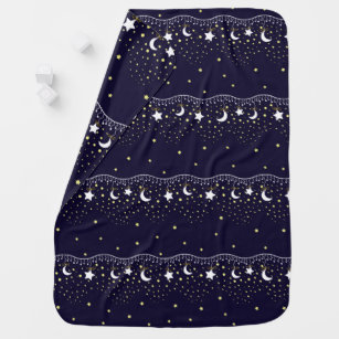  Stars and moon with dark sky pattern baby blanket