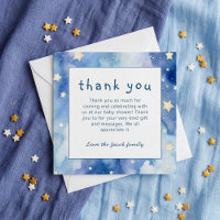 Stars and night sky baby shower blue thank you