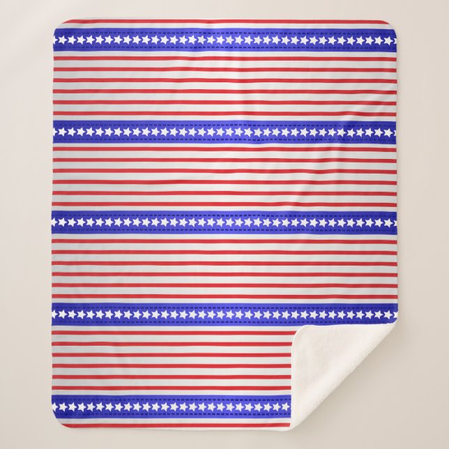 Stars and Pinstripes Sherpa Blanket (Front)