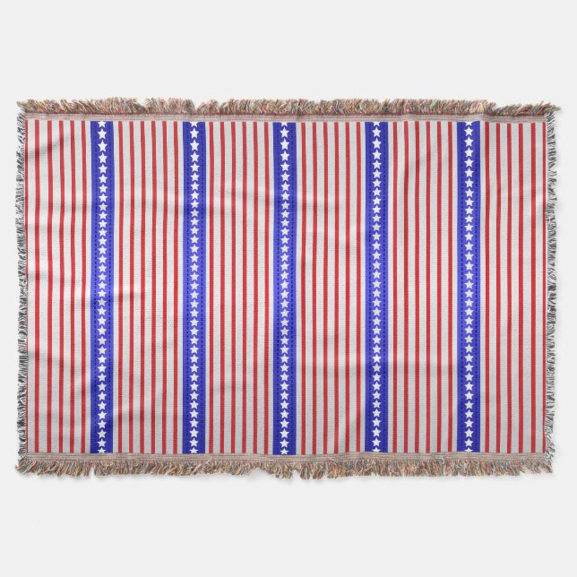 Stars and Pinstripes Throw Blanket (Front)