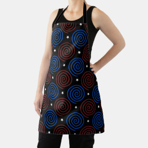 Stars and Spiral in Red, White and Blue Apron