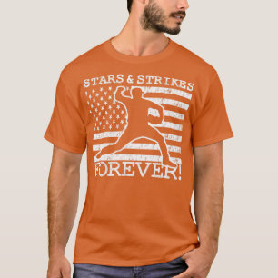 Stars and Strikes Forever American Flag Baseball P T-Shirt