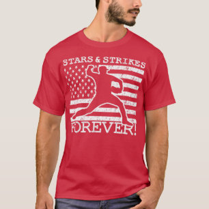 Stars and Strikes Forever American Flag Baseball P T-Shirt