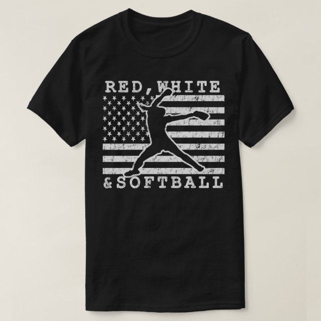 Stars and Strikes Forever Fastpitch Softball Ameri T-Shirt (Design Front)