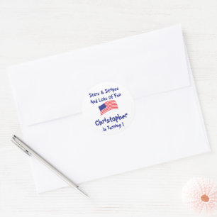 Stars and Stripes 1st Birthday Classic Round Sticker