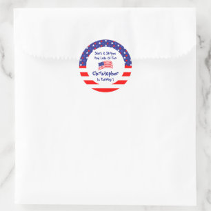 Stars and Stripes 1st Birthday Classic Round Sticker