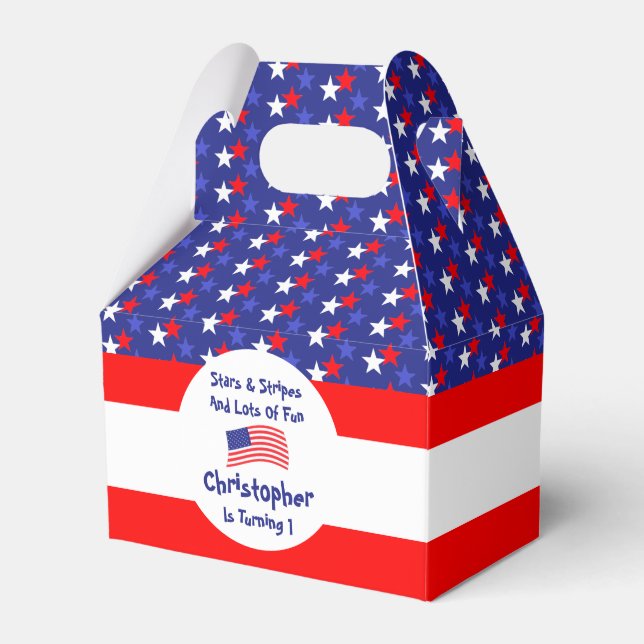 Stars and Stripes 1st Birthday Favour Box (Front Side)