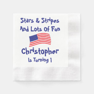 Stars and Stripes 1st Birthday Napkin