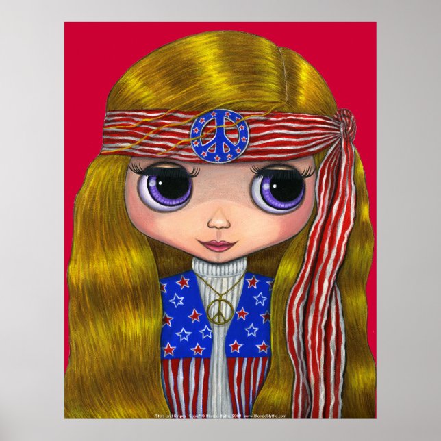 Stars and Stripes 4th of July Hippie Poster (Front)