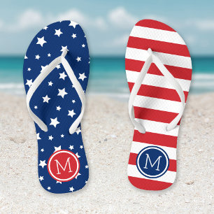 Stars and Stripes 4th of July Monogram Jandals