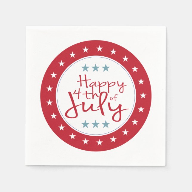 Stars and Stripes 4th of July Paper Napkin Set (Front)