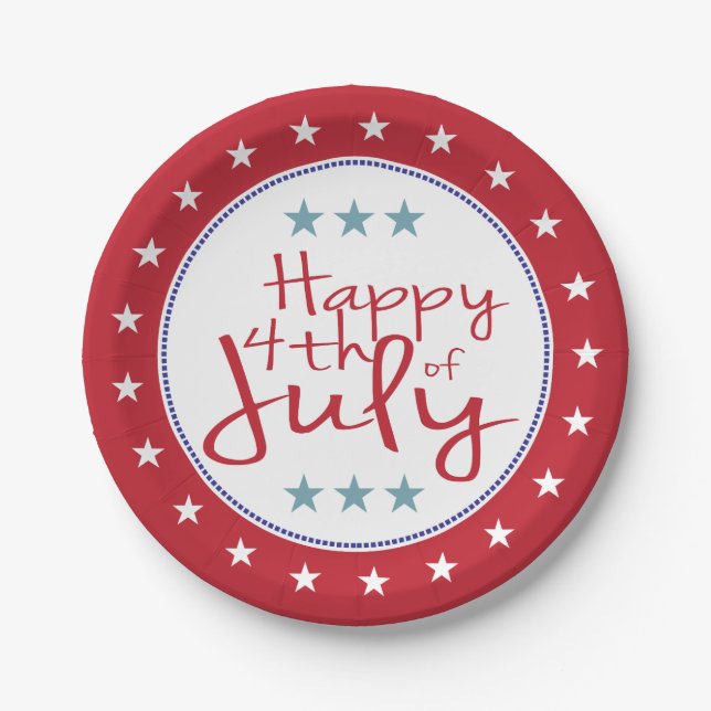 Stars and Stripes 4th of July PartyPaper Plate (Front)