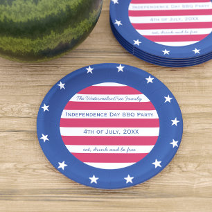 Stars and Stripes 4th of July Red White and Blue Paper Plate