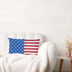 Stars and Stripes-American Flag by Shirley Taylor Lumbar Cushion