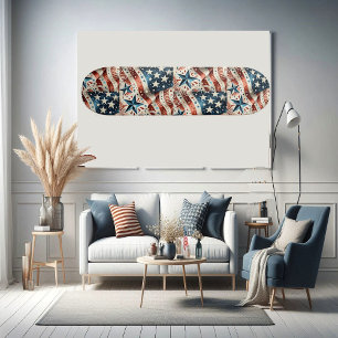 Stars and Stripes American Flag Red White Blue Fun Skateboard