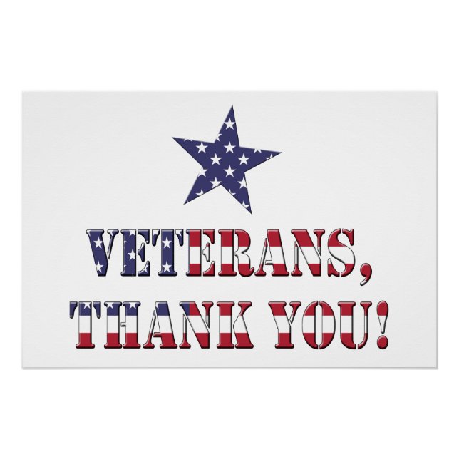 Stars and Stripes American Happy Veterans Day Poster (Front)