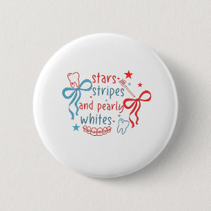 Stars and Stripes and Pearly Whites 4th Of July 6 Cm Round Badge