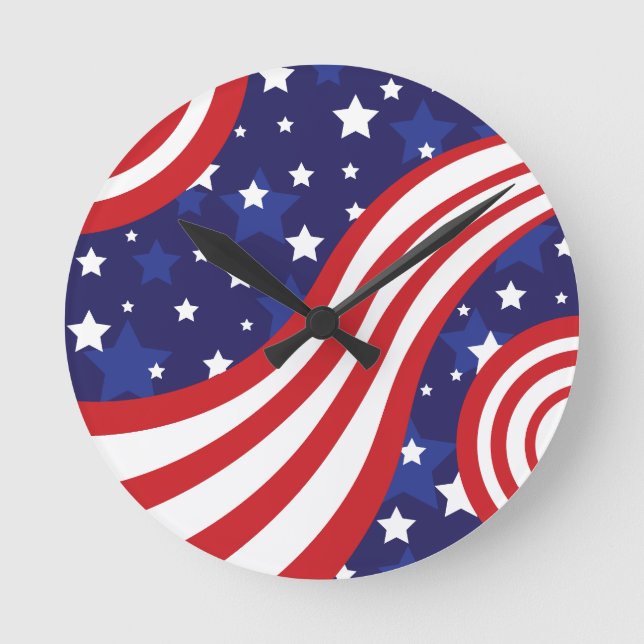 Stars and Stripes Are Waving Round Clock (Front)