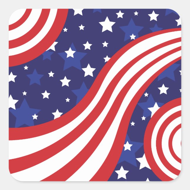 Stars and Stripes Are Waving Square Sticker (Front)