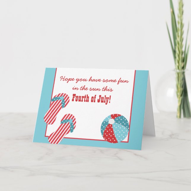 Stars and Stripes Beach Party July 4th Card (Front)