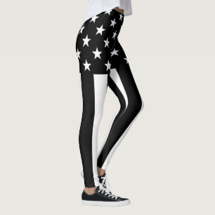 Stars and Stripes Black and White Decor on Leggings