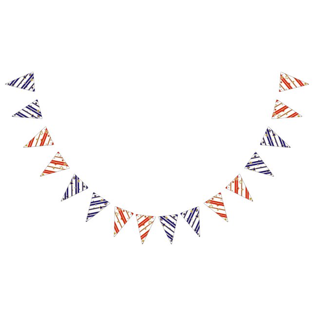 Stars And Stripes - Blue Red Gold White Pattern 1 Bunting (All)