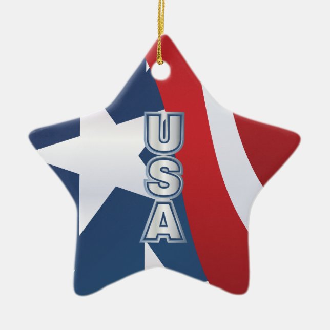 Stars and Stripes Ceramic Tree Decoration (Front)