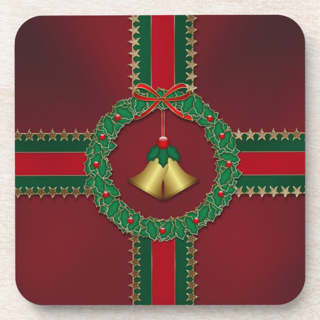 Stars and Stripes Christmas Cork Coaster (Front)