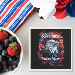 Stars and Stripes Flag Freedom Forever Eagle Rose Napkin