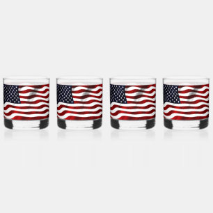 STARS AND STRIPES FLAG WHISKEY GLASS