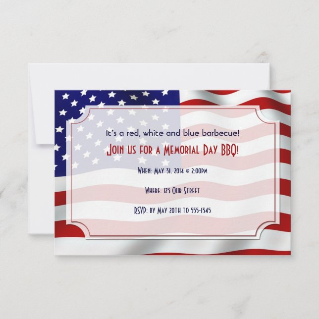Stars and Stripes Forever Flag Memorial Day Invitation (Front)