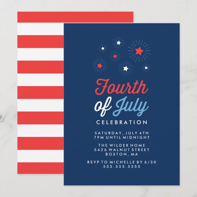 Stars and Stripes | Fourth of July Celebration Invitation (Front/Back)