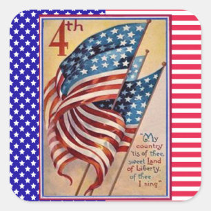 Stars and Stripes Fourth of July Patriotic Flag Square Sticker