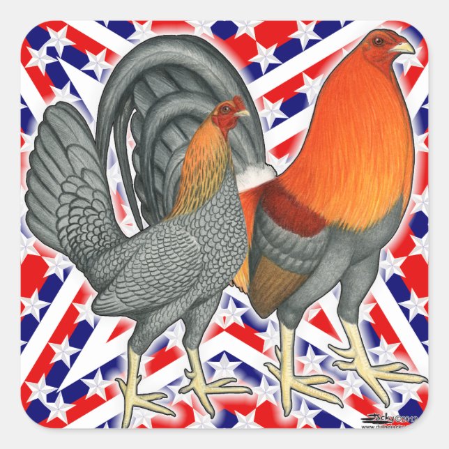 Stars and Stripes Gamefowl Square Sticker (Front)