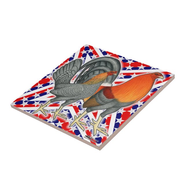 Stars and Stripes Gamefowl Tile (Side)