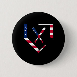 Stars And Stripes Home Plate Baseball Bats America 6 Cm Round Badge