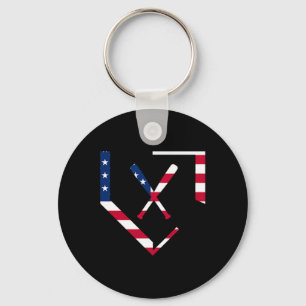 Stars And Stripes Home Plate Baseball Bats America Key Ring