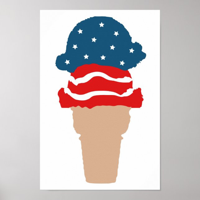 Stars and Stripes Ice Cream Cone Poster (Front)