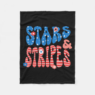 Stars and Stripes Independence Day Patriotic USA Fleece Blanket