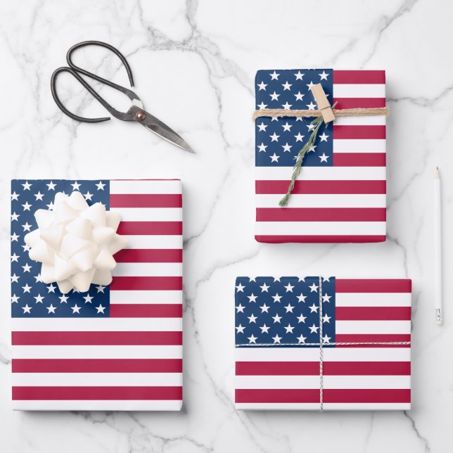 Stars and Stripes (landscape orientation) Wrapping Paper Sheet (Front)