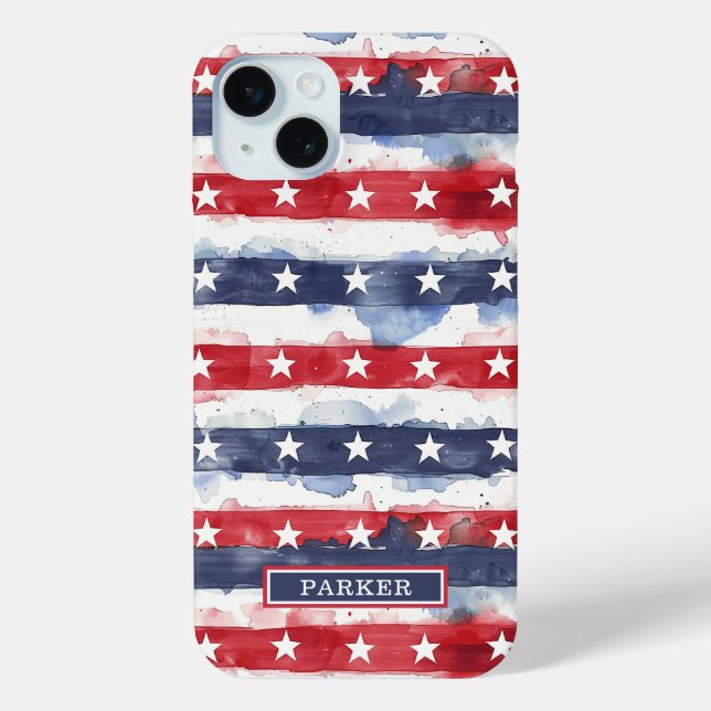 Stars and Stripes Monogrammed Case-Mate iPhone Case (Back)