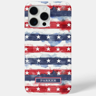 Stars and Stripes Monogrammed iPhone 15 Pro Max Case