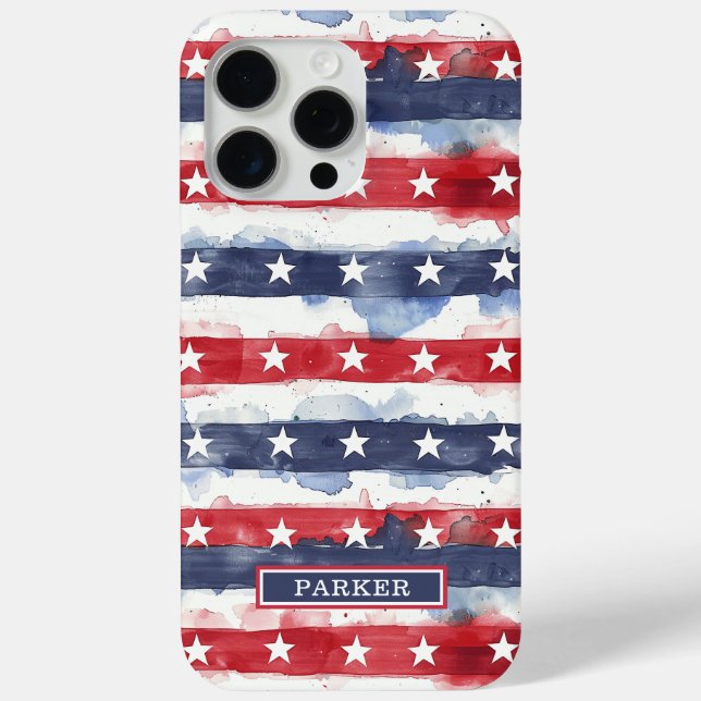 Stars and Stripes Monogrammed Case-Mate iPhone Case (Back)