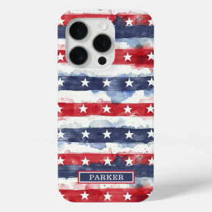 Stars and Stripes Monogrammed iPhone 15 Pro Case