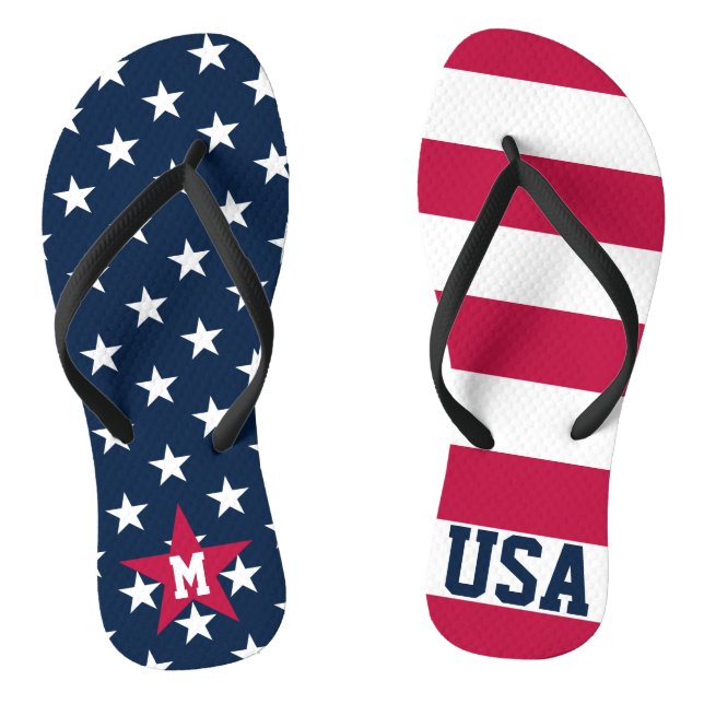 Stars and Stripes Monogrammed US Flag Jandals (Footbed)