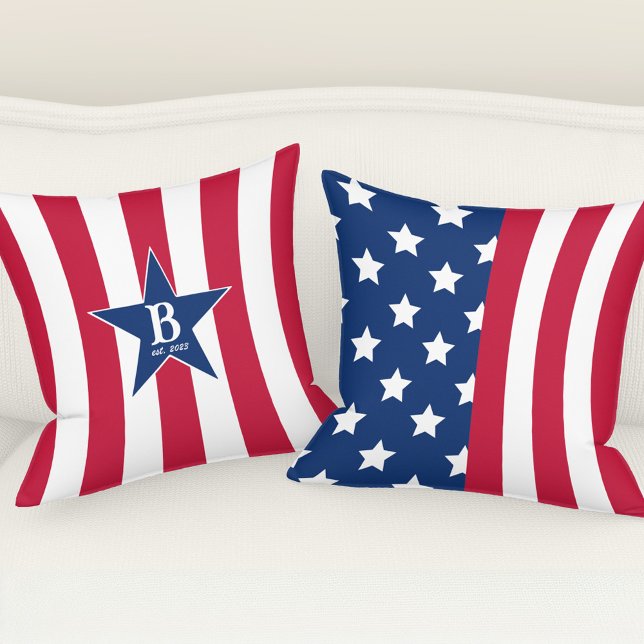 Stars and Stripes Patriotic American Flag Cushion (Stars and Stripes Patriotic American Flag Throw Pillow)